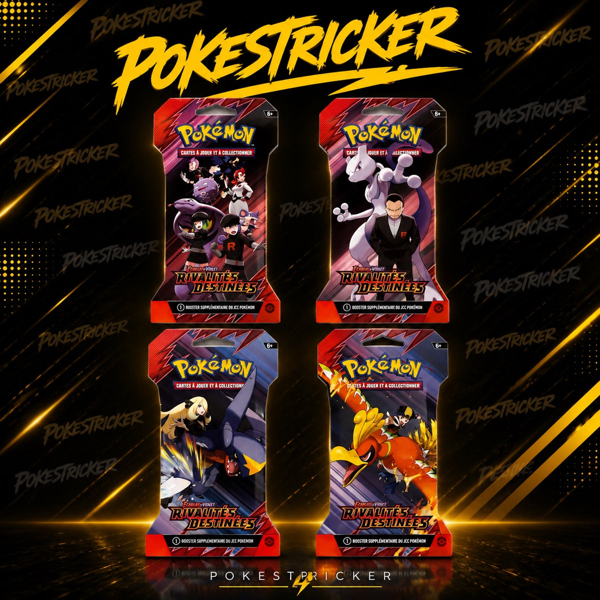Art Set Rivalités Destinées (EV10) - Lot des 4 blisters cartonnés Pokémon