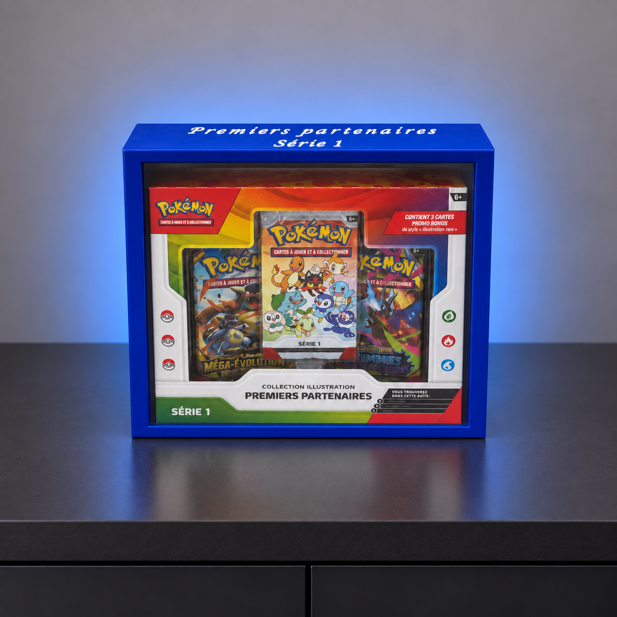 BLEU Boîte de protection — Coffret Pokémon Premiers Partenaires Séries 1, 2 & 3