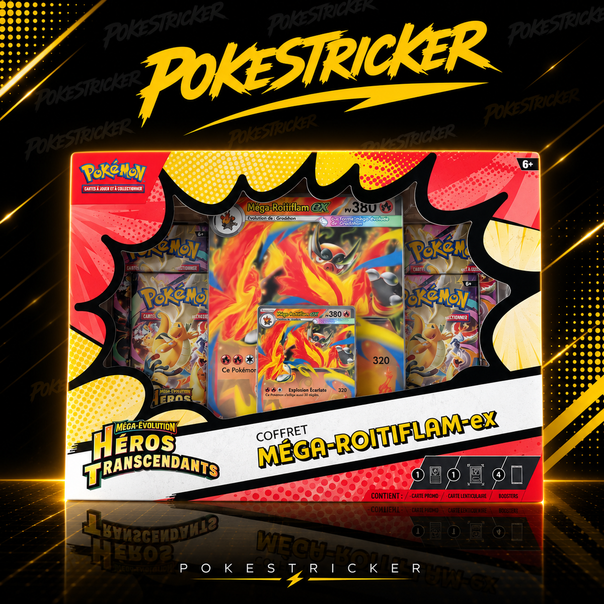 Coffret Méga-Roitiflam-ex Pokémon Héros Transcendants ME2.5 - Méga-Évolution